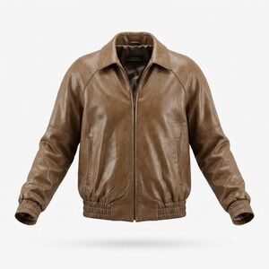 Vintage Peter Caruso Brown Leather Bomber Jacket Mens 40 80s Made in USA Coat